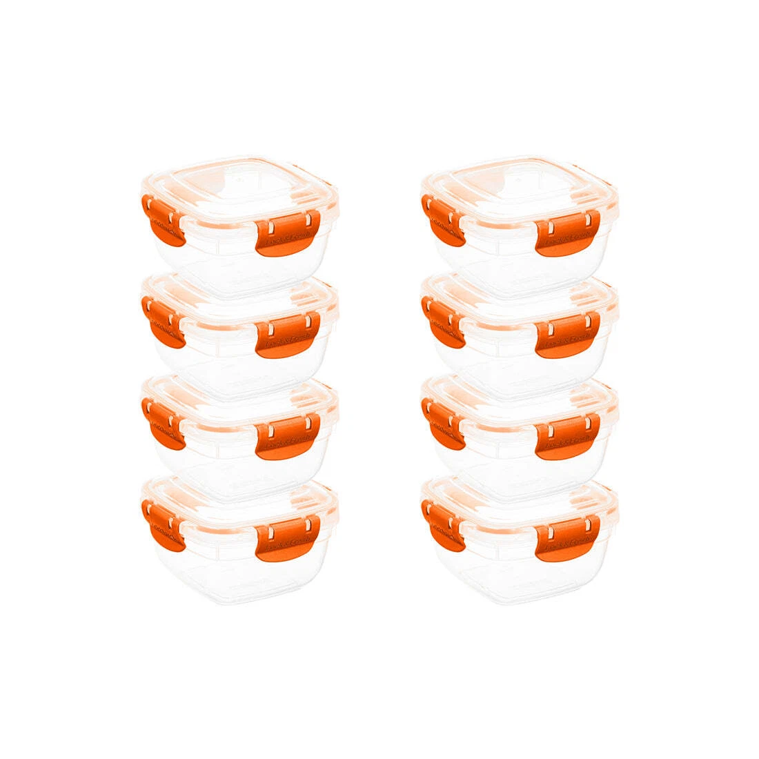 Superio Plastic Food Storage Containers, Airtight Lids, 16 oz., Orange, 8 pack