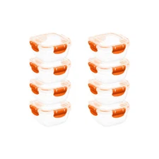 Superio Plastic Food Storage Containers, Airtight Lids, 16 oz., Orange, 8 pack