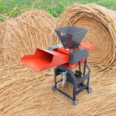 6-Blade Hay Cutter Pulverizer Grass Straw Crusher with Hopper 220V 500-1000KG/H