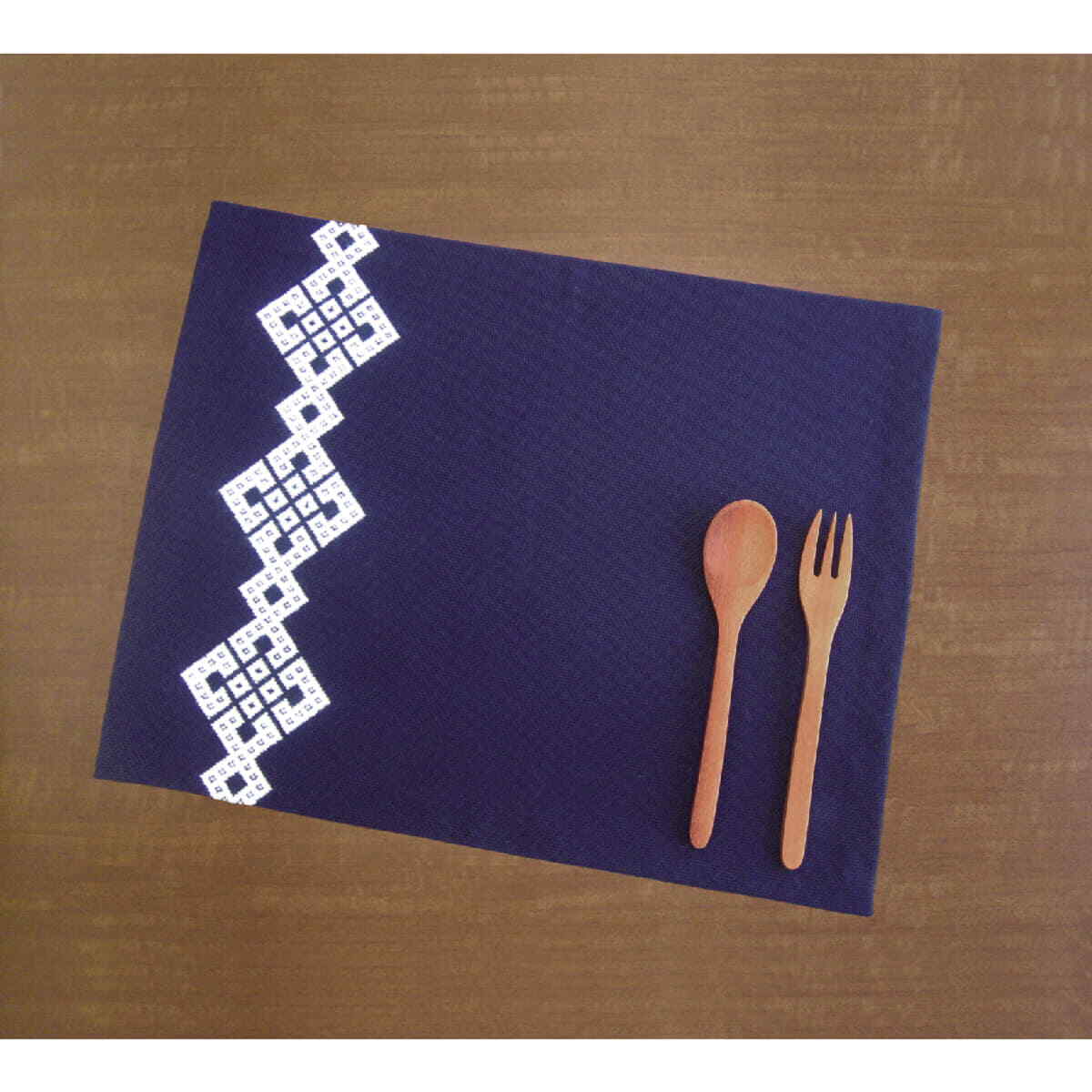 Olympus counted Kogin stitch kit ""Luncheon Mat navy 1pc"", 30x40cm, Original from