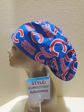 Chicago Cubs 2 MLB Women's Euro/Chef Surgical Scrub Hat/Cap Handmade