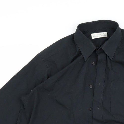 Marks and Spencer Mens Black Polyester blend Size M Collared - Picture 4 of 12