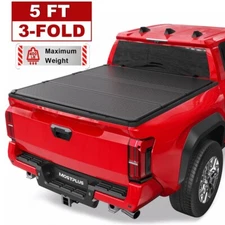 Tri-Fold 5FT Hard Truck Bed Tonneau Cover For 2016-2024 Toyota Tacoma On Top