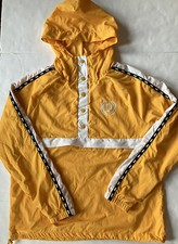 Victoria  s Secret PINK Hooded Windbreaker Yellow Front Pocket Womens Sz XS EUC