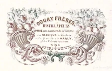 1880s FRERES DOUAY DISTILLATEURS in PARIS FRANCE Victorian Trade Card Cornucopia