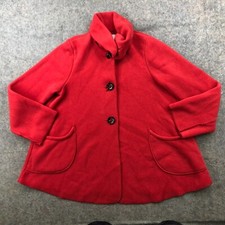 Janska Jacket Womens Small Red Fleece Full Zip Hiking Preppy Button Front