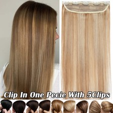 One Piece THICK Clip In 100 Remy Human Hair Extensions Full Head Straight 8-24"