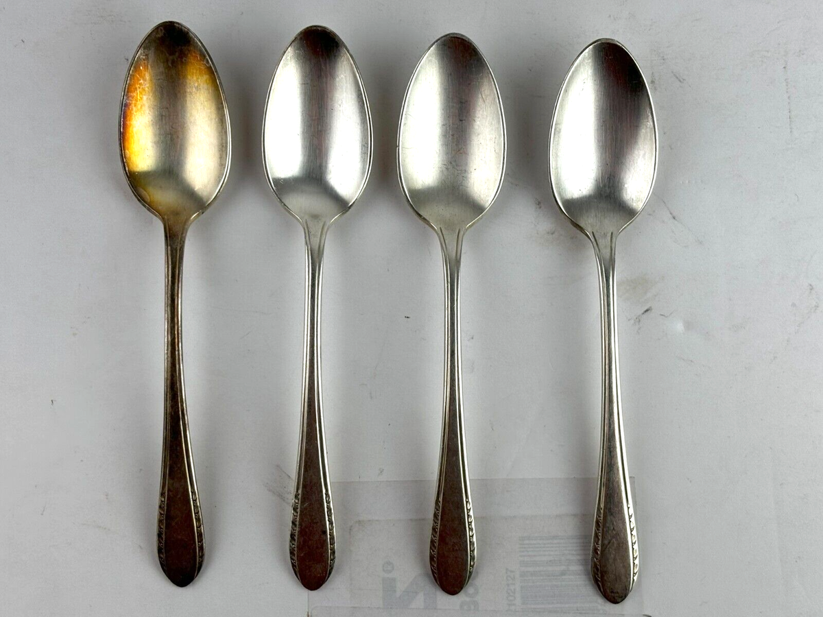 Holmes Edwards IS Inlaid Silverplate Teaspoons with flora