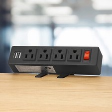 Desk Clamp Power Strip 2 USB Ports 4 AC Outlets Mountable with 6ft Cord