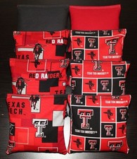 Cornhole Bean Bags made w TEXAS TECH University Fabric 8 ACA Regulation Bags NEW