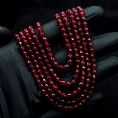 Atemberaubende Halskette 5 Strang roter Granat erstaunlicher Schliff 288,00 kt Perlen VK 28 E659