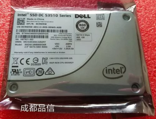 DELL/INTEL 800GB 6Gb/s SATA SSD Intel DC S3510 Series SSDSC2BB800G6R DP/N 0CM65W - Picture 1 of 1