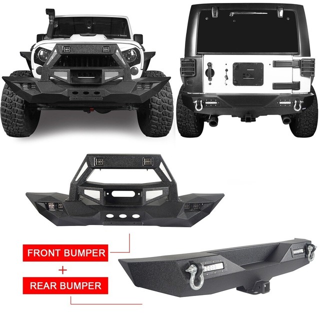 Hooke Road Front Bumper Rear Bumper for Jeep Wrangler JK 20072018