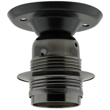 E27 Batten Bulb Holder (lampholder) in Gunmetal Black