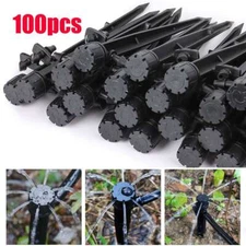 100 PCS Adjustable Water Flow Irrigation Drippers Stake 360° Emitter Drip System