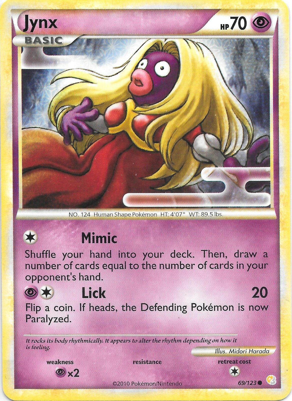 JYNX 69/123 HGSS Pokemon Card NM