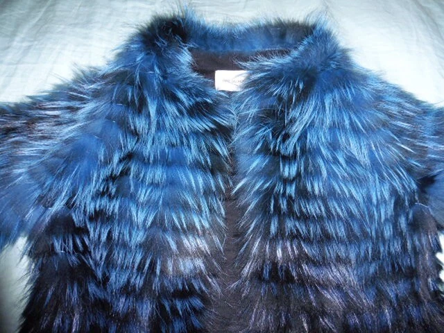 Veste fourrure bleu hot sale
