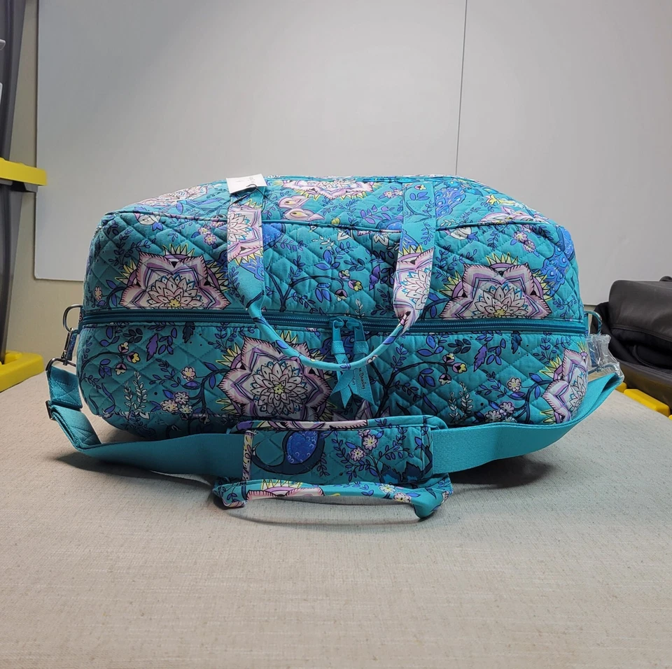 Vera Bradley Grand Traveler Bolso de Mano Pavo Real Jardín Azul Teal Blanco Rosa Foto 4 de 4