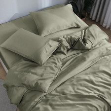 DOZ Bamboo Viscose Duvet Cover Set, Soft Cooling, Olive, Twin/Twin XL