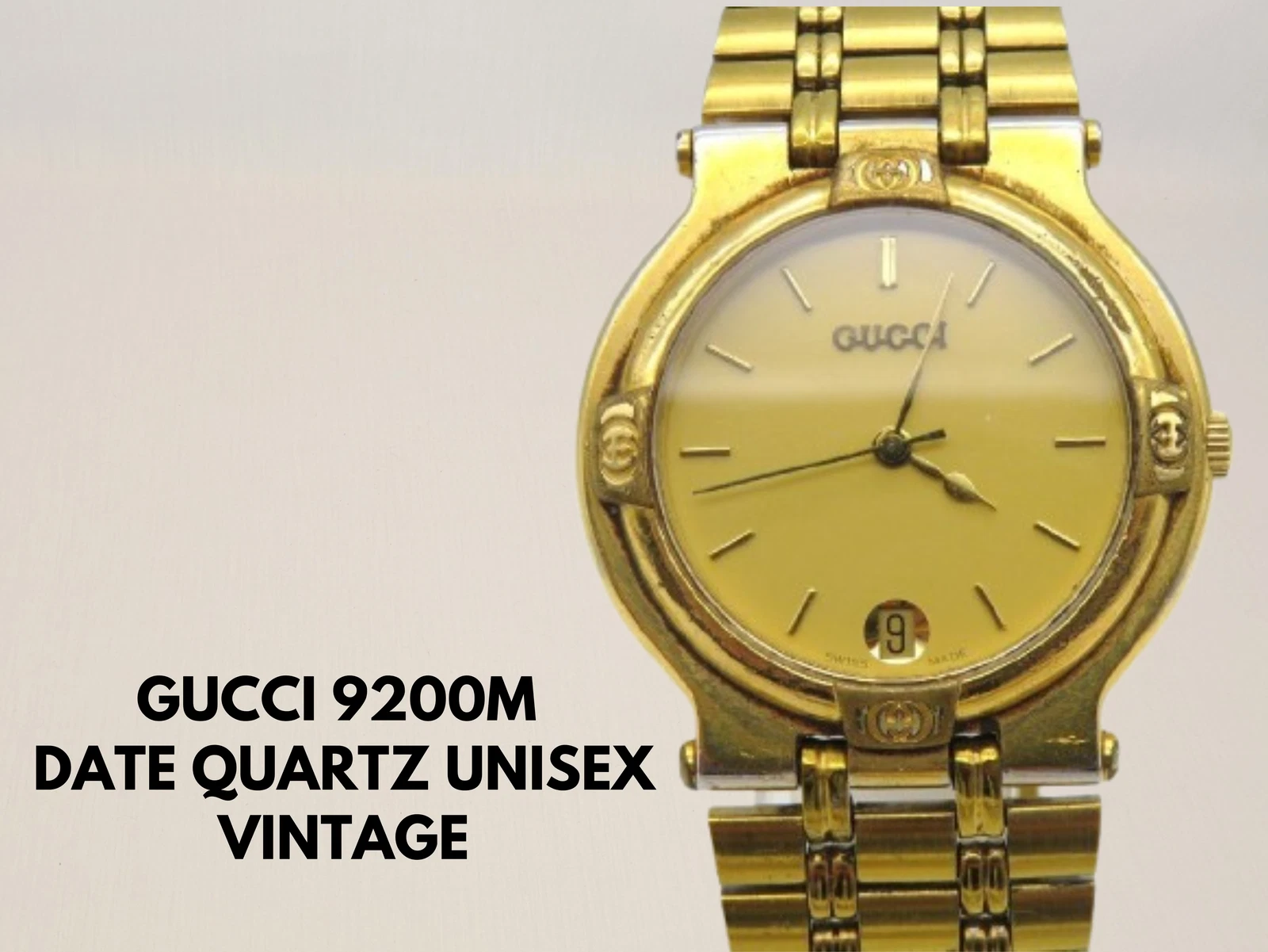 Montre Gucci 9200M Date Quartz Unisexe Vintage Fonctionne En Stock Occasion