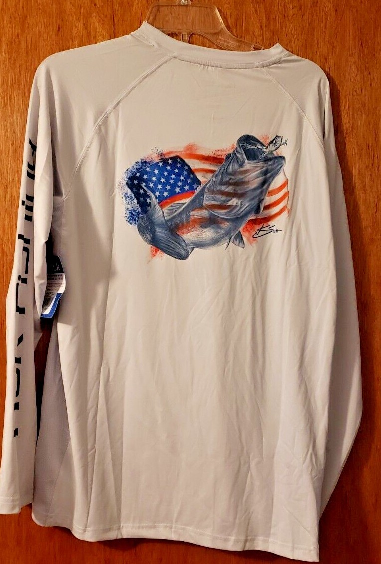 HUK Fishing Shirt American Flag Size Men's M eBay