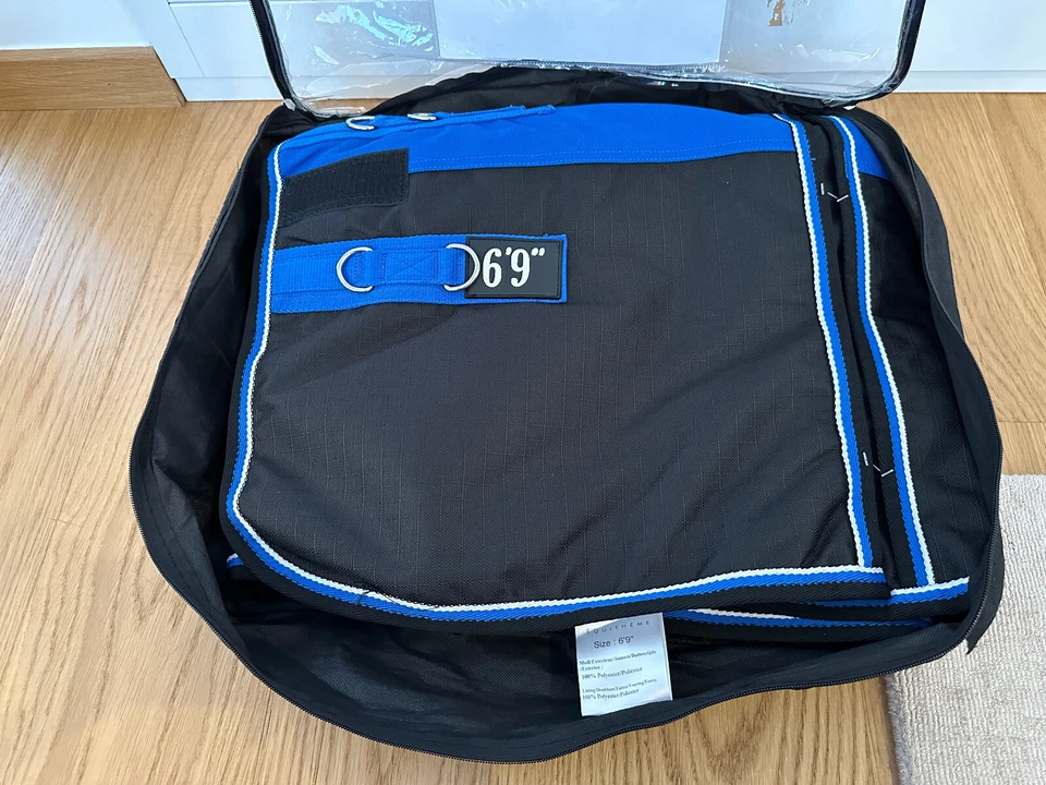 Equitheme Tyrex 1200D High Neck Outdoordecke blau schwarz 125-155cm Pferdedecke - Bild 4 von 4