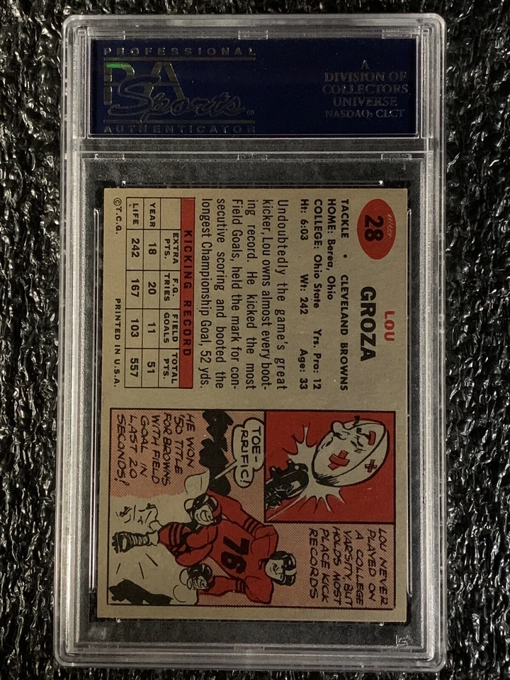 1957 Topps Football #28 Lou Groza PSA 8 - Image 2 of 2