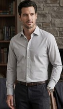 John Varvatos Star USA Gray Plaid Dress Shirt Mens 16 1/2 36/37 Classic Fit EUC