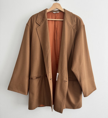 MAX MARA Wool Cashmere Lightweight Oversized Short Coat Camel IT 44 AU 14 US 10