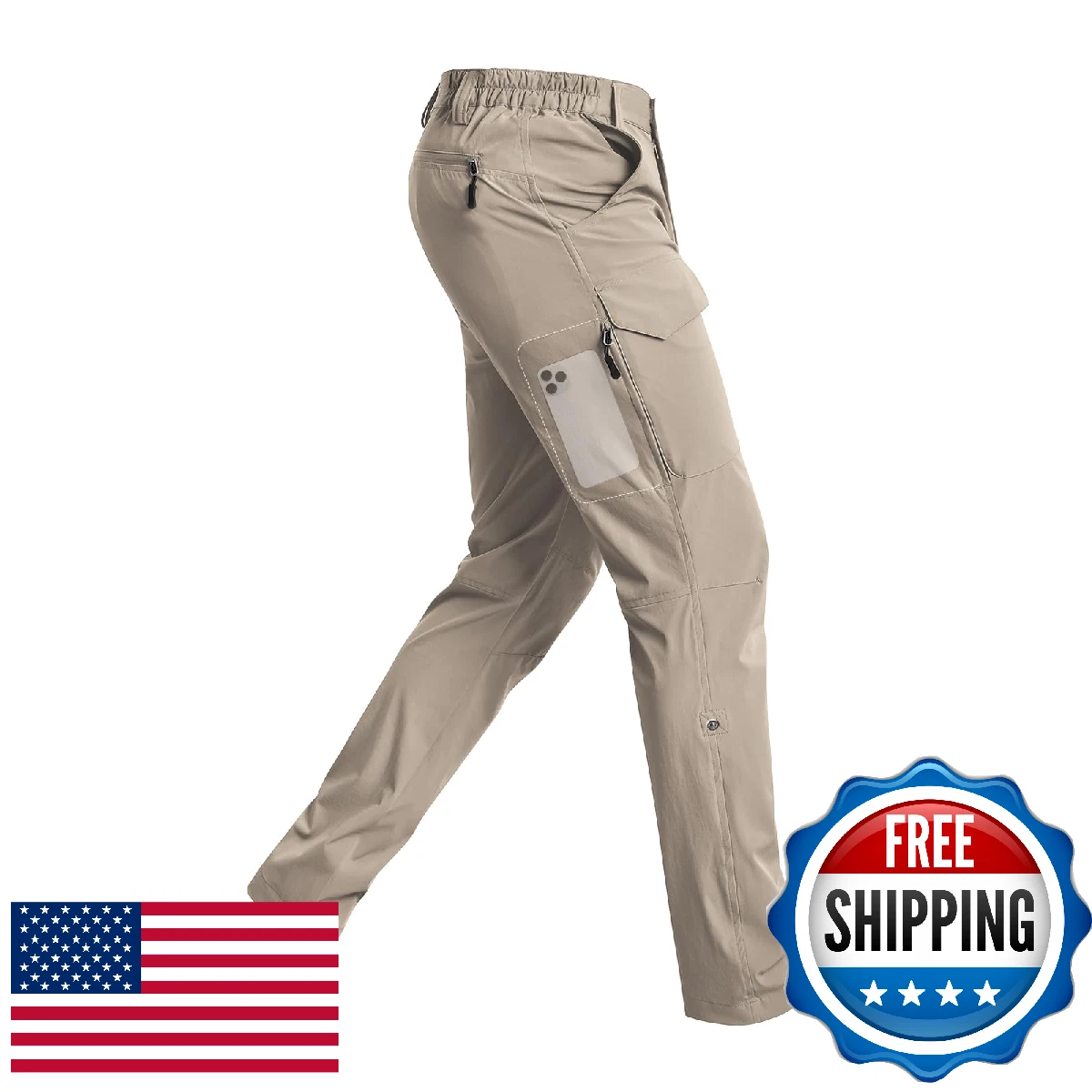 Cycorld Men's 7-Pocket Hiking Pants - Lightweight Quick-Dry Water-Resistant Stre