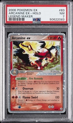 2006 POKEMON EX LEGEND MAKER #83 ARCANINE EX-HOLO PSA 7