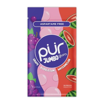 Pur Jumbo Gum | Aspartame Free Chewing | 20 Count (Pack of 1), Fruit Mix 