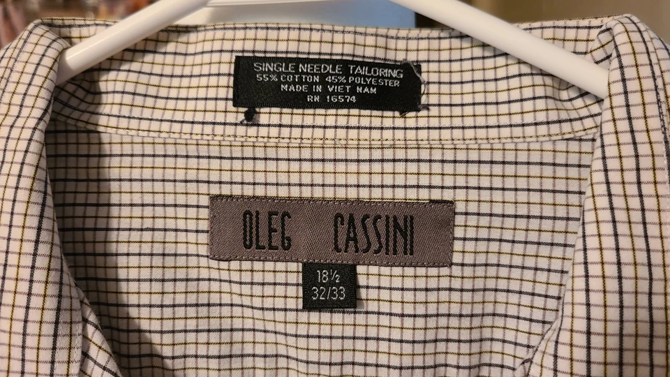 Camisa de vestir para hombre OLEG CASSINI cuello manga 18,5 32/33 usada Foto 4 de 4