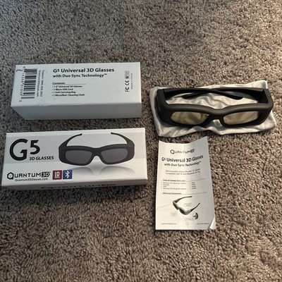 Quantum Univ 3D G5 IR and Bluetooth Glasses w/ Glasses Case, & Manual
