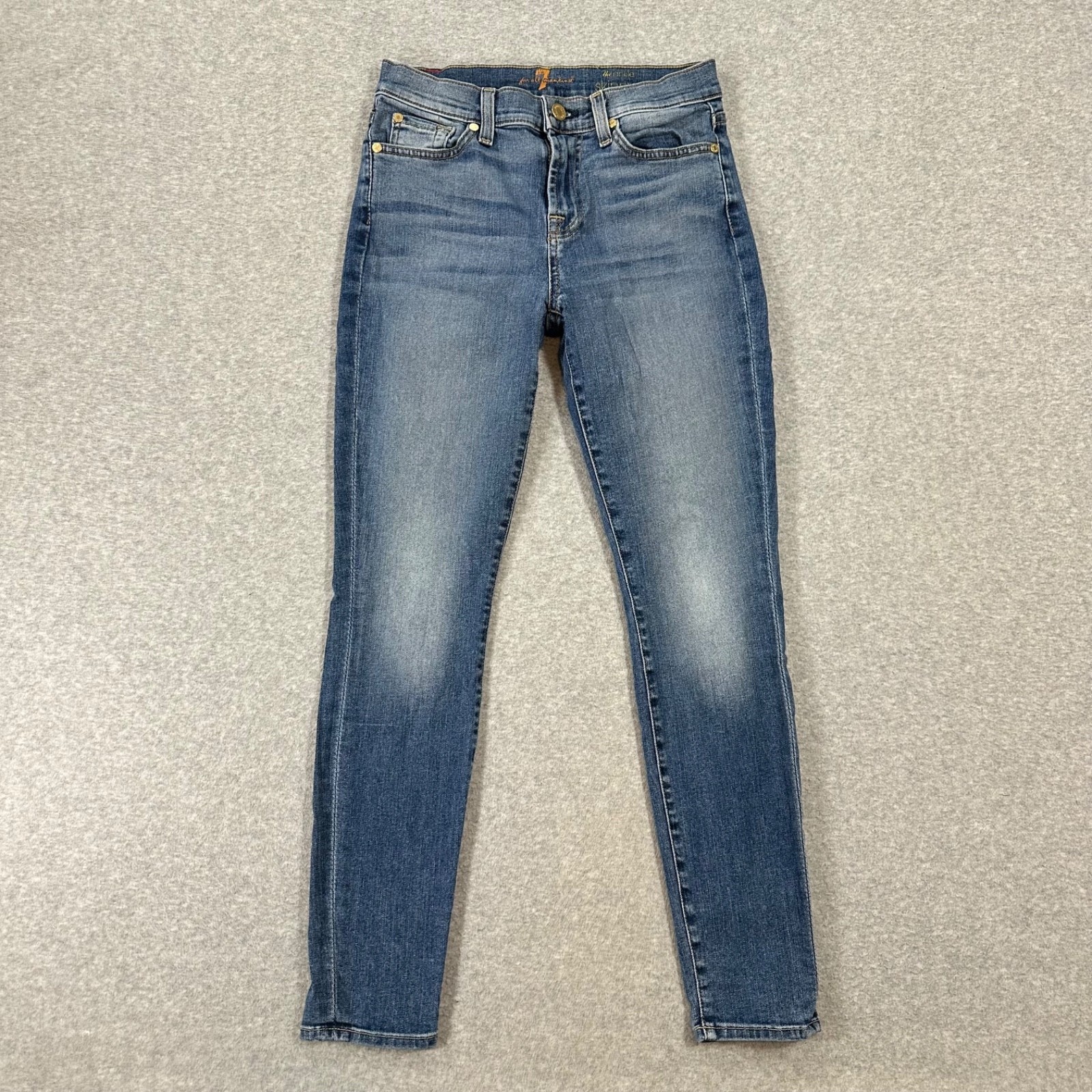 7 For All Mankind Women's Size 26 The Ankle Skinny Medium Wash Stretch Denim