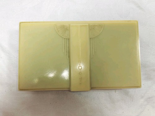 Art Deco Catalin Style Trinket Box Cream Black Vintage 1930s Jewellery