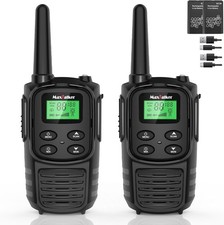 Rechargeable Long-Range Walkie Talkies 2-Pack FRS NOAA USB-C 1200mAh VOX w/LED