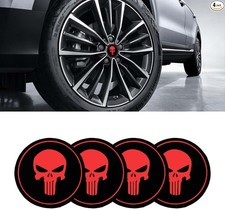 4PCS Car Wheel Hub Center Cap Sticker, 2.2" Personalized Metal Wheel Black/Red