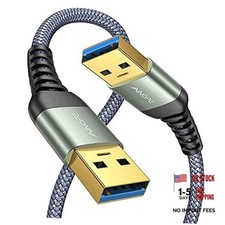 USB to USB Cable USB 3.0 A to A Male to Male Cable Gold-Plated 6.6FT 1 Grey