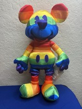 NEW Disney Mickey Mouse Rainbow Pride Plush Stuffed Animal Colorful Satin Finish