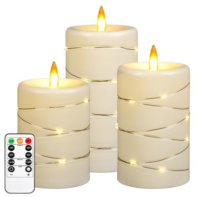 Flickering Flameless Candles with String Lights, Battery Operated Candle, LED...
