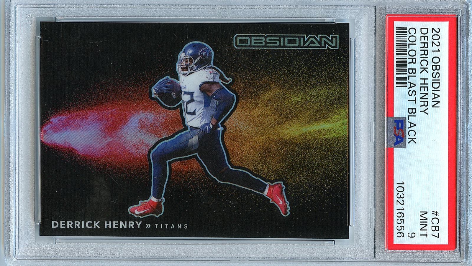 Derrick Henry 2021 Obsidian Black Color Blast SSP CASE HIT Titans PSA 9