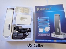 Kemei KM-619 Rechargeable Cordless Precision Trimmer, 4 Cutting Lengths, White