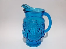 Anchor Hocking Rain Flower Colonial Blue Pitcher