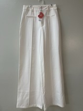 NEW Cider Womens Pants White Wide Leg Small Career Brunch Easter Minimal Capsule