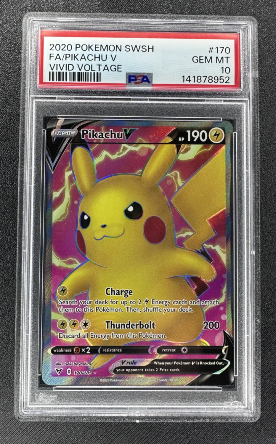 Pokemon Pikachu V Full Art-  PSA 10 - GEM MT - Vivid Voltage (170/185) NEW SLAB