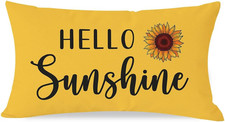Spring Summer Yellow Throw Pillow Cover 12x20 Inch Hello Sunshine Sunflower Outd