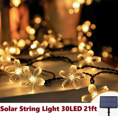 Solar String Light 30LED Flower 21ft Patio Party Yard Wedding Waterproof Outdoor