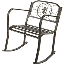 Outdoor rocking chair, heavy duty 660 lbs wrought cast iron rocking ch