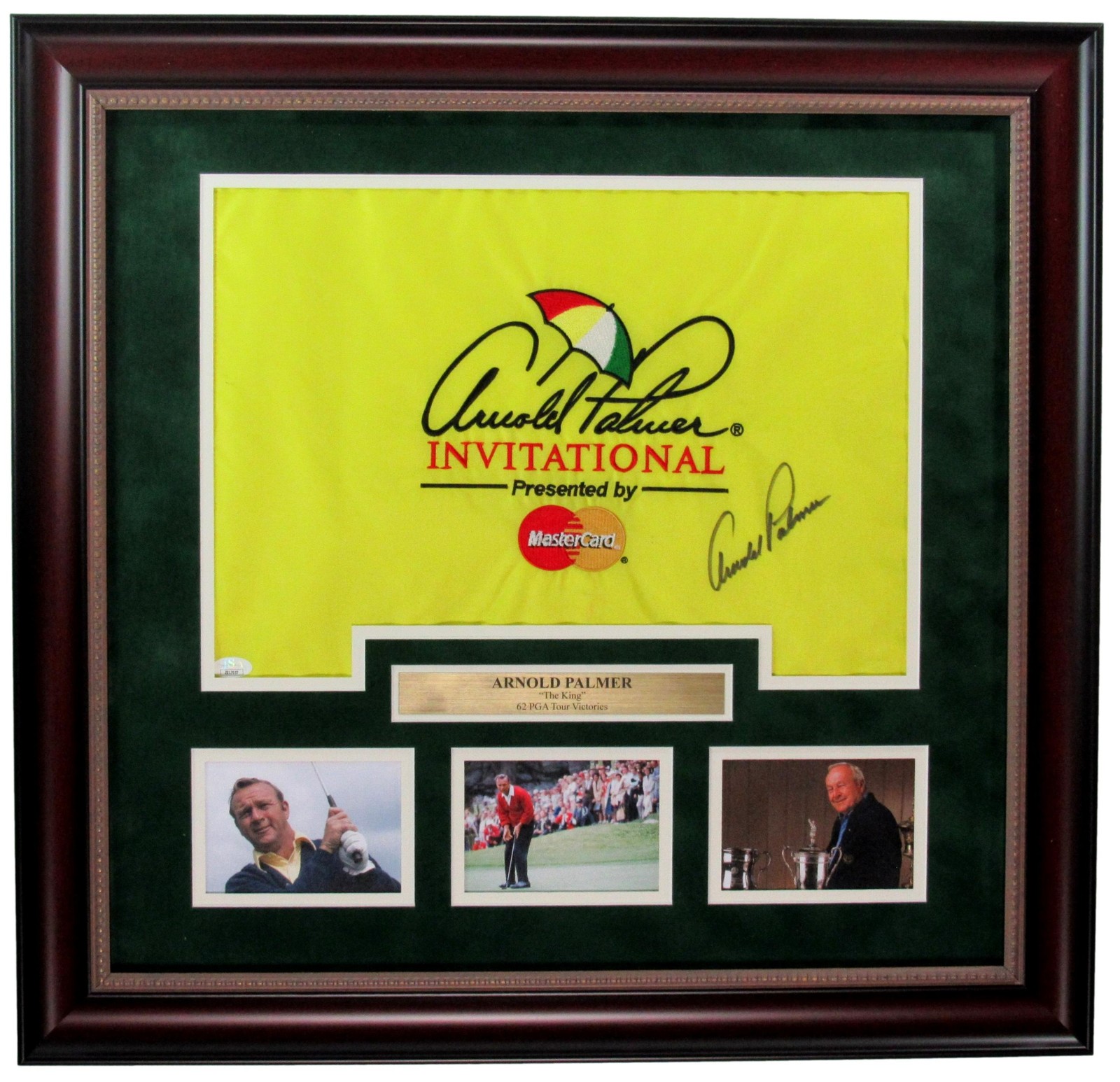 Arnold Palmer Autographed Signed /Auto Invitational Pin Flag Framed JSA LOA 893 